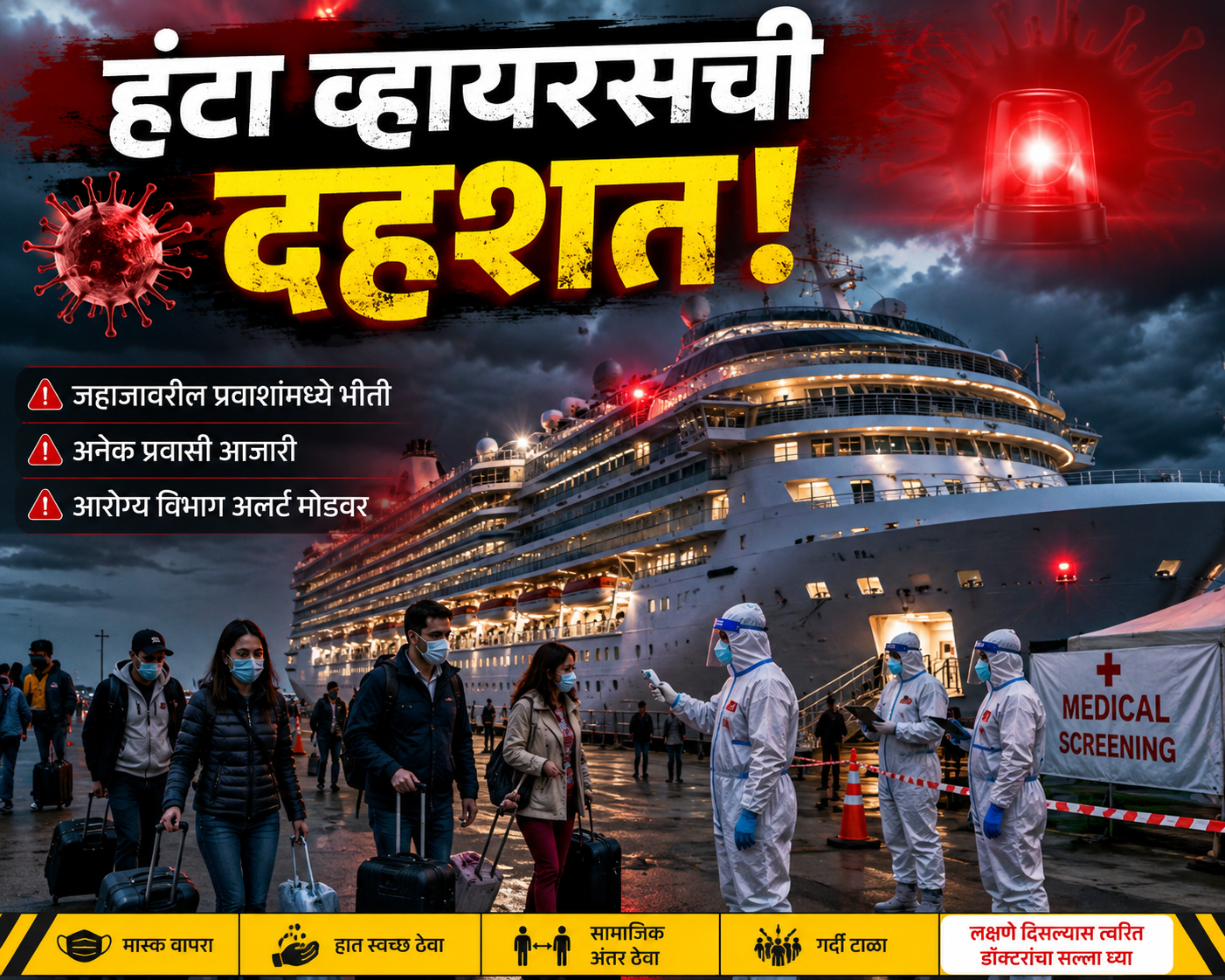 समुद्रातील भीतीचा सावट : ‘हंटा व्हायरस’मुळे जहाजावरील प्रवाशांमध्ये घबराट
