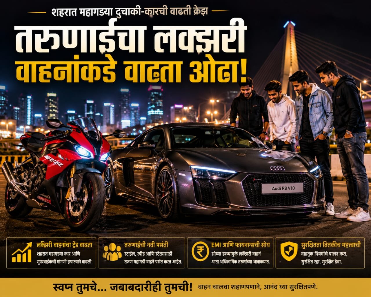 शहरात महागड्या दुचाकी-कारची वाढती क्रेझ; तरुणाईचा लक्झरी वाहनांकडे वाढता ओढा