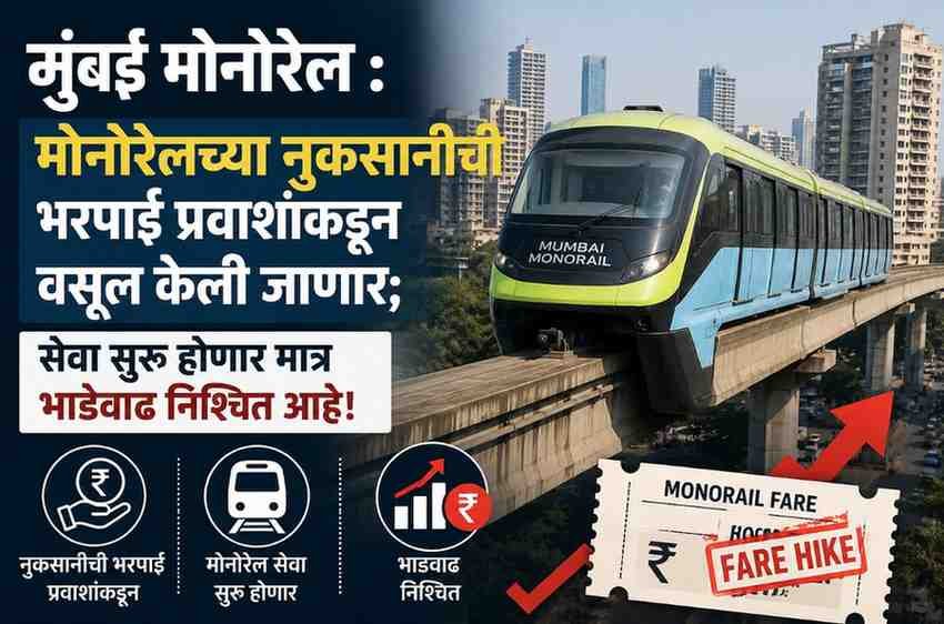 मुंबई मोनोरेल : मोनोरेलच्या नुकसानीची भरपाई प्रवाशांकडून वसूल केली जाणार; सेवा सुरू होणार मात्र भाडेवाढ निश्चित आहे!