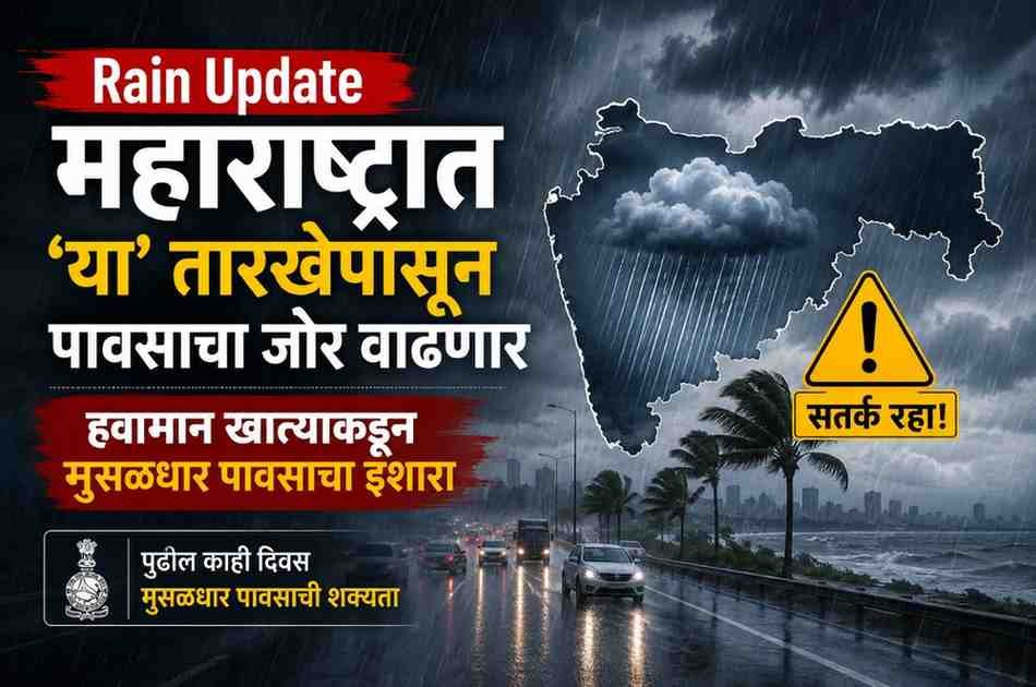 Rain Update: महाराष्ट्रात ‘या’ तारखेपासून पावसाचा जोर वाढणार; हवामान खात्याकडून मुसळधार पावसाचा इशारा