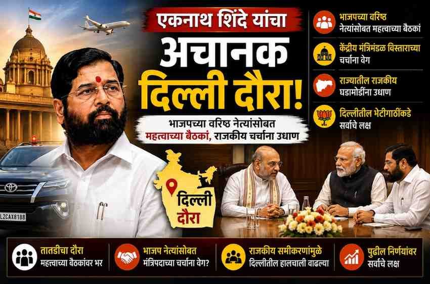 एकनाथ शिंदे यांचा अचानक दिल्ली दौरा; भाजपच्या वरिष्ठ नेत्यांसोबत महत्त्वाच्या बैठका, राजकीय चर्चांना उधाण