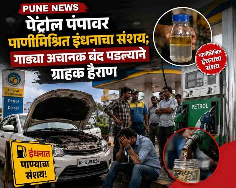 Pune News : पेट्रोल पंपावर पाणीमिश्रित इंधनाचा संशय; गाड्या अचानक बंद पडल्याने ग्राहक हैराण