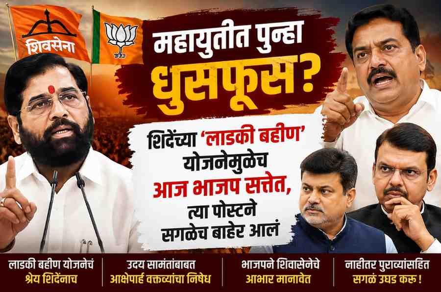 महायुतीत पुन्हा धुसफूस? शिंदेंच्या ‘लाडकी बहीण’ योजनेमुळेच भाजप सत्तेत; एका पोस्टने वाढवल्या चर्चांना उधाण
