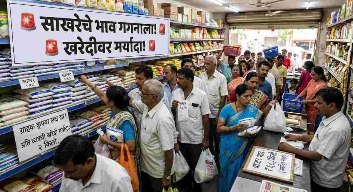 साखरेच्या वाढत्या दरामुळे नागरिकांची धावपळ; काही ठिकाणी खरेदीवर मर्यादा