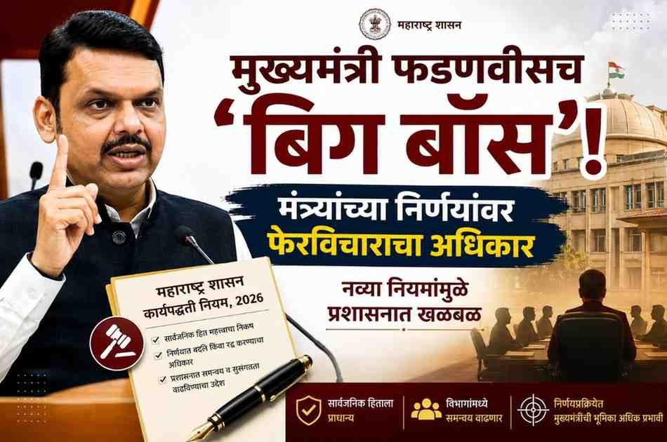 मुख्यमंत्री फडणवीसच ‘बिग बॉस’! मंत्र्यांचा निर्णय बदलण्याचा अधिकार, नव्या नियमांमुळे प्रशासकीय वर्तुळात खळबळ